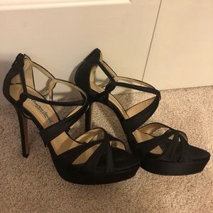 Satin platform high heels
